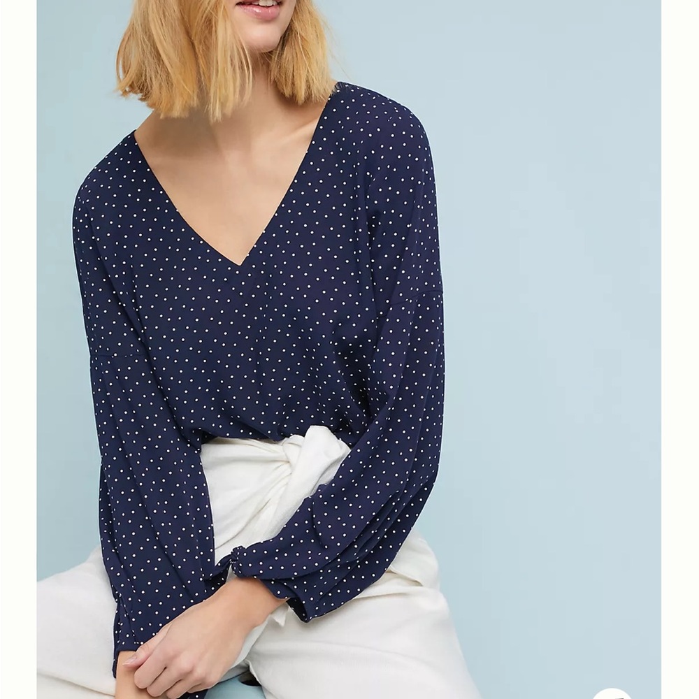 Anthropologie Maeve Pernille Tie-Sleeve Blouse‎